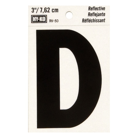 Hy-Ko 3In Reflective Letter D, 10PK B00455